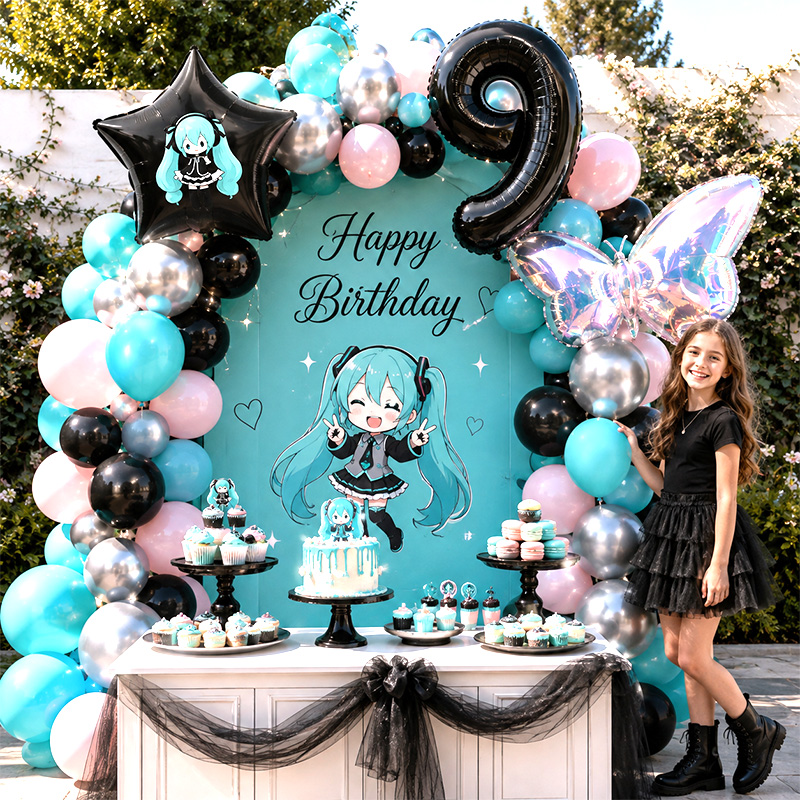 Balloon Arch Kit - Miku Themed Balloon Arch Garland Kit,