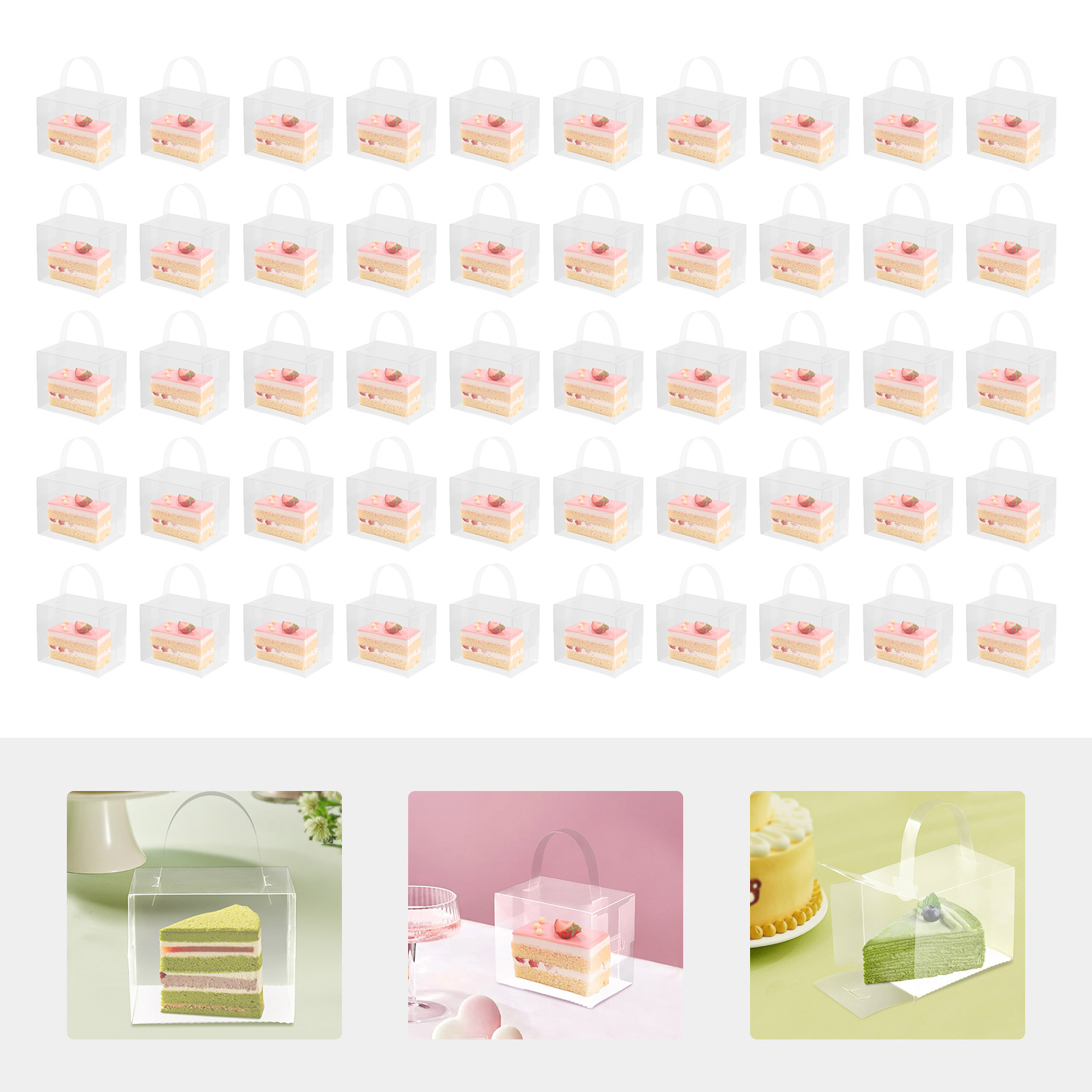 Event Party Box - 50 Pcs Clear Cake Boxes Set,
