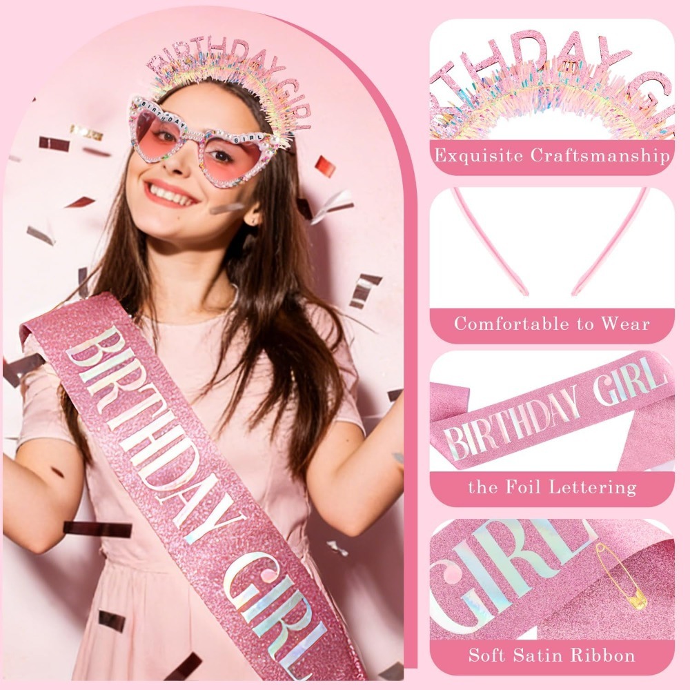 Birthday Girl Sash Glitter Hea - Birthday Sash Glitter ulasan dan harga