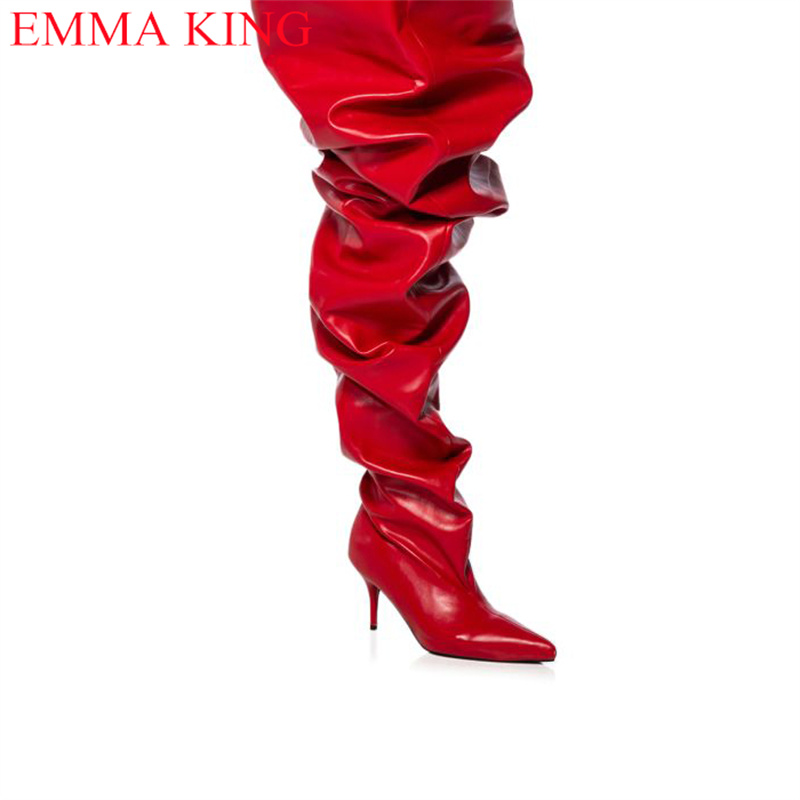 Fall Red Pleated Womens Thigh  - Eve Party ulasan dan harga