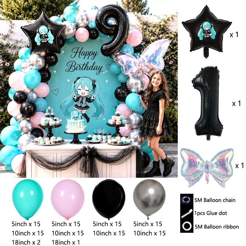 Miku Themed Balloon Arch Garla - Balloon Arch Kit ulasan dan harga