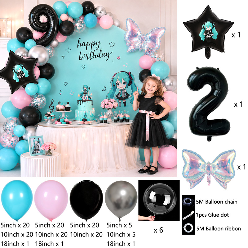 Miku Themed Balloon Arch Garla - Balloon Arch Kit ulasan dan harga