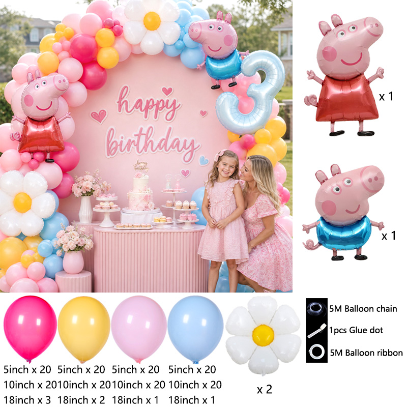 Peppa Pig Themed Balloon Arch  - Balloon Arch Kit ulasan dan harga