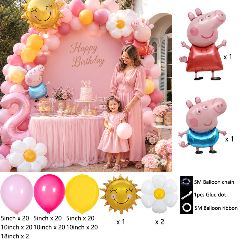 Peppa Pig Themed Balloon Arch  - Balloon Arch Kit ulasan dan harga