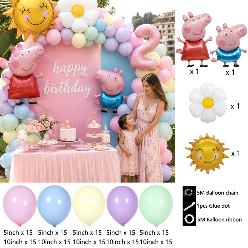 Peppa Pig Themed Balloon Arch  - Balloon Arch Kit ulasan dan harga